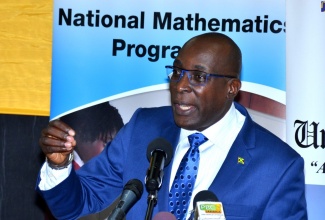 Minister of Education, Youth and Information, Senator Hon. Ruel Reid, addressing the launch of the Mico International Mathematics Summit at The Mico University College's premises on Marescaux Road in St. Andrew on January 30.
 
