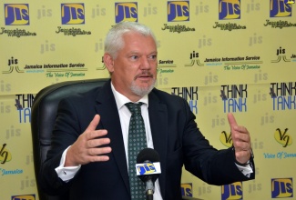 Vice President of Global Affairs and Executive Director of the Centre for Blue Economy and Innovation at the Caribbean Maritime University (CMU), Ambassador Joachim Schmillen, addresses a recent JIS Think Tank.
 
