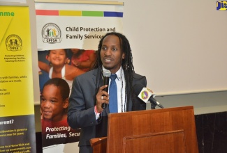 State Minister in the Ministry of Education, Youth and Information, Hon. Alando Terrelonge, speaking during the Child Protection and Family Services Agency’s (CPFSA) Field Services Conference at Iberostar Rose Hall Hotel in Montego Bay, St. James, on April 16.