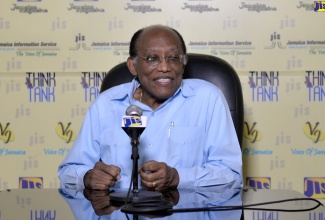 Director General of the National Commission on Science and Technology (NCST), Professor Errol Morrison, addresses recent Jamaica Information Service (JIS) ‘Think Tank’. Professor Morrison said a new strain of ginger plant, which the Commission helped to develop, could launch a nutraceutical industry in Jamaica.  