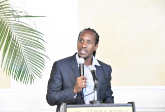 State Minister in the Ministry of Education, Youth and Information, Hon. Alando Terrelonge, delivering the keynote address at the Department of Correctional Services’ (DCS) appreciation luncheon for teachers and instructors serving in the penal system, at the Terra Nova Hotel in St. Andrew on Wednesday (June 5).