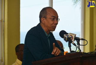 Minister of National Security, Hon. Dr. Horace Chang, addresses stakeholders during the Passport, Immigration and Citizenship Agency’s (PICA) general staff meeting, which was held at the HEART College of Technology and Innovation in Montego Bay, St. James, on Friday (June 14). 