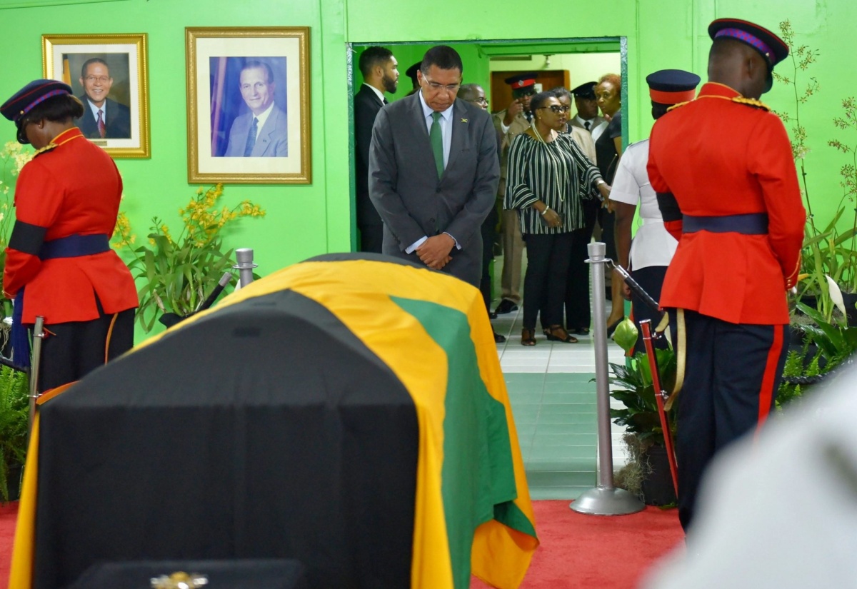 PM Pays Respect as Mr Seaga’s Body Lies-In-State