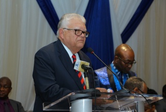 Minister with responsibility for Education, Youth and Information, Hon. Karl Samuda, speaks at the Jamaica Teachers’ Association (JTA) 55th Annual Conference, held at Hilton Rose Hall Resort and Spa, in St. James, on Wednesday, August 21.