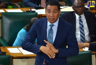 Prime Minister, the Most Hon. Andrew Holness, addresses the House of Representatives on October 1. 
 
