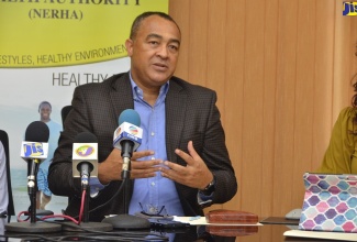 Minister of Health and Wellness, Dr. the Hon. Christopher Tufton, speaks at a press conference, held at the North East Regional Health Authority Office in Ocho Rios, St. Ann, on January 31.