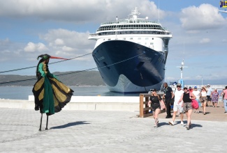 Passengers disembark the Marella Discovery 2 cruise ship on Monday (February 24) at the Port Royal Cruise Port in Kingston. 