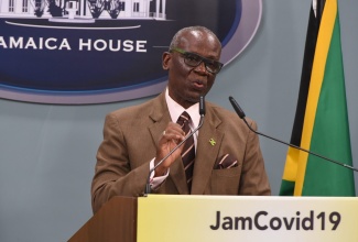 Minister of Local Government and Community Development, Hon. Desmond McKenzie, speaking at a virtual press conference on Monday (May 18), at the Office of the Prime Minister.