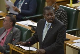 Minister of Transport and Mining, Hon. Robert Montague,​ opens the 2020/21 Sectoral Debate in the House of Representatives on June 2.
