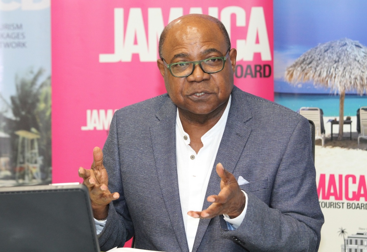 Minister of Tourism, Hon. Edmund Bartlett, addresses a digital media briefing in New Kingston, on  June 4.
