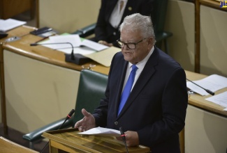 Minister of Education, Youth and Information, Hon. Karl Samuda, addresses the House of Representatives on June 30.