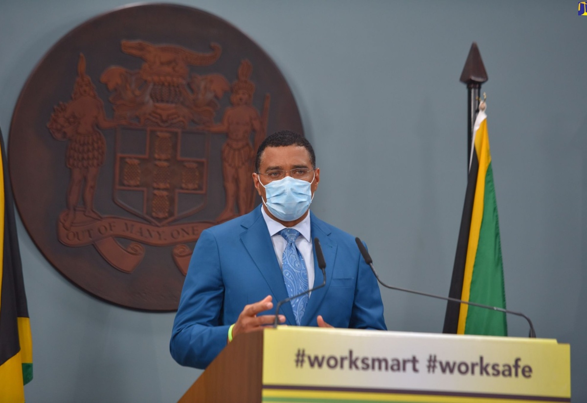 Prime Minister, the Most. Hon. Andrew Holness, addressing a digital press briefing at the Office of the Prime Minister on August 21.

