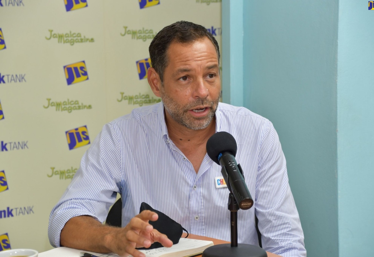 Chief Executive Officer (CEO) of Chukka Caribbean Adventures, Marc Melville, speaks at a Jamaica Information Service (JIS) Think Tank at the agency’s Montego Bay, St. James Regional Office, on August 31.

 