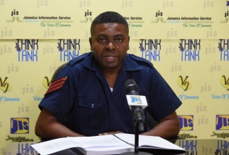 Sergeant  Ian McConnell of the Jamaica Fire Brigade (JFB) Research and Statistics Unit, addresses a JIS Think Tank on October 22.
