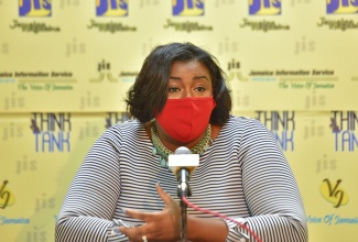 Programme Manager of the Education System Transformation Programme (ESTP), under the Ministry of Education, Youth and Information (MoEYI), Daynea Facey, addresses a JIS Think Tank today (October 27), at the JIS Head Office, 58a Half-Way Tree Road, in Kingston.