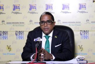 Minister of State in the Ministry of Industry, Investment and Commerce, the Dr. the Hon. Norman Dunn speaking at a Jamaica Information Service Think Tank session on October 30.