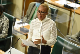 Education, Youth and Information Minister, Hon. Fayval Williams, addresses the sitting of the ​House of Representatives on Tuesday (December 8).