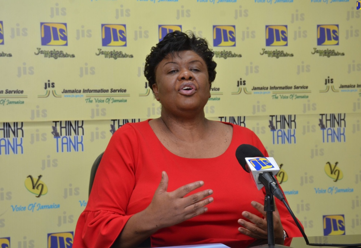 Consumer Affairs Commission (CAC) Chief Executive Officer, Dolsie Allen, addressing a recent Jamaica Information Service (JIS) Think Tank.