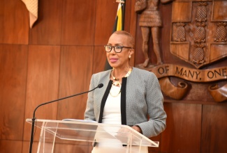 Minister of Education, Youth and Information, Hon. Fayval Williams, addressing Wednesday’s (Jan. 20) post-Cabinet press briefing at Jamaica House in St. Andrew.

