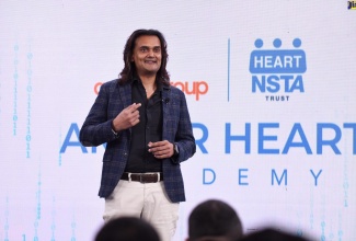 Founder and Chief Executive Officer (CEO) of the Amber Group, Dushyant Savadia, addresses the virtual launch  of  the Amber HEART Academy on Thursday  (January 14).