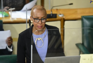 Minister of Education, Youth and Information, Hon. Fayval Williams, speaks in the House of Representatives, on Tuesday  (January 26).

