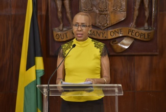 Minister of Education, Youth and Information, Hon. Fayval Williams, fields questions from journalists during a virtual post-Cabinet press briefing on Wednesday (March 10).

