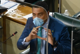 Prime Minister, the Most Hon. Andrew Holness, speaking during the sitting of the House of Representatives on March 23.

