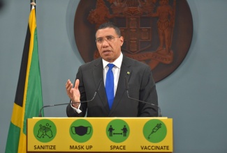 Prime Minister, the Most Hon. Andrew Holness, speaking at the virtual press conference held at Jamaica House on Sunday (March 21).

