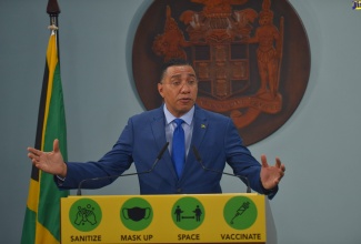 Prime Minister, the Most Hon. Andrew Holness, highlights a point while addressing a digital press conference on Sunday (Feb. 28).

