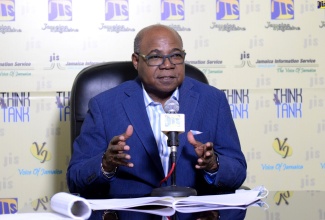 Minister of Tourism, Hon Edmund Bartlett, addresses a recent Jamaica information Service (JIS) 'Think Tank'.