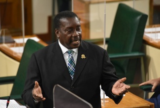 Minister of Transport and Mining, Hon. Robert Montague, speaking during his contribution to the 2021/22 Sectoral Debate in the House of Representatives on May 26.

