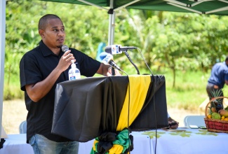 Minister of Agriculture and Fisheries, Hon. Floyd Green, addresses the official opening of the Low Leyton/Lennon Production Zones in Portland on Wednesday  (June 23).