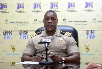 Dean of the Faculty of Marine and Nautical Studies at the Caribbean Maritime University,  Captain Devron Newman, addresses a JIS ‘Think Tank’ on June 24, to outline activities for the Day of the Seafarer, which will be observed on Friday, June 25