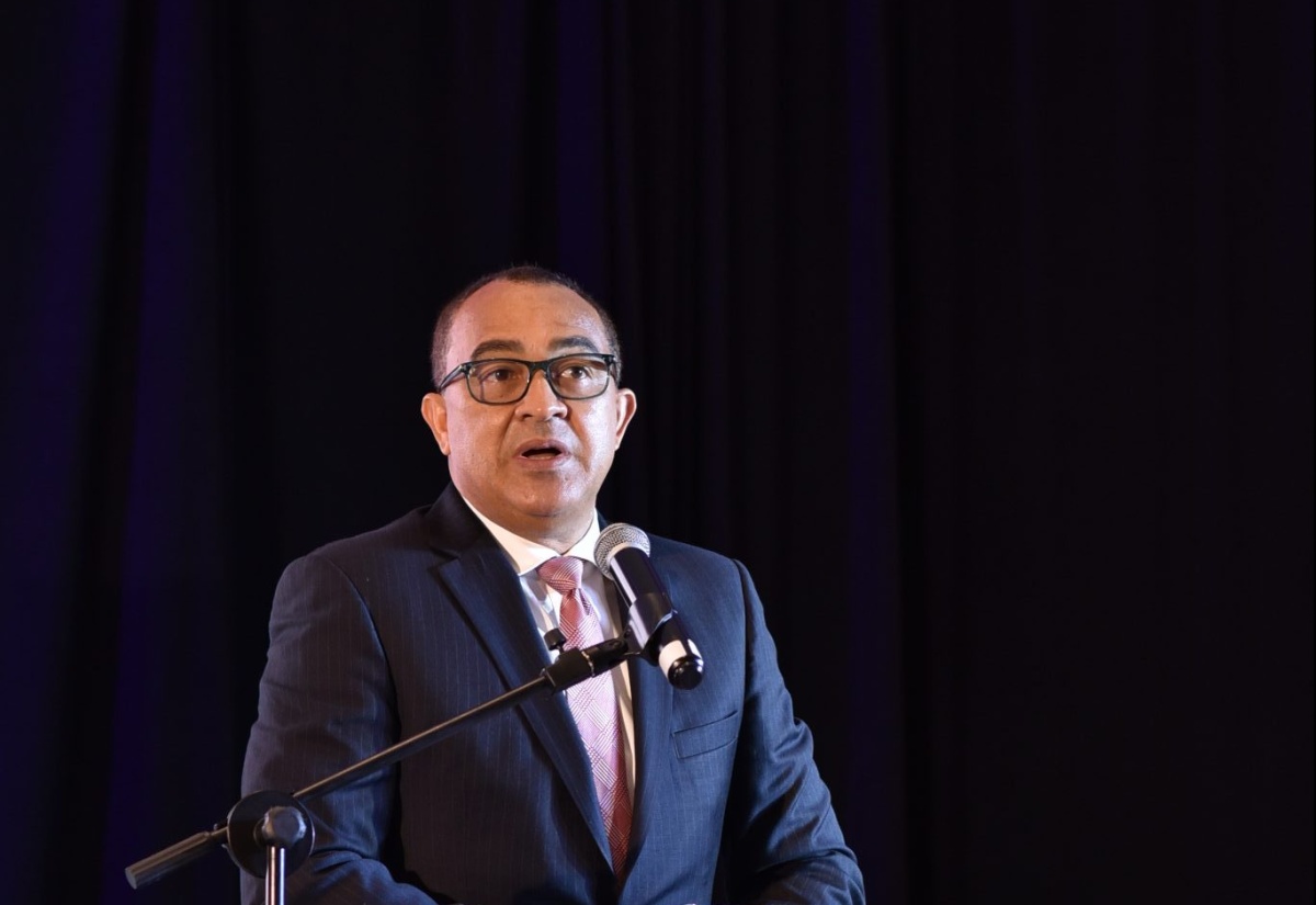 Minister of Health and Wellness, Dr. the Hon. Christopher Tufton,  addresses the Ministry’s Non-Communicable Disease (NCD) Programme Review Conference  in Montego Bay, recently.