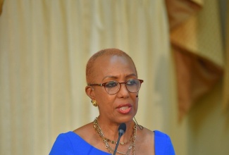 Education, Youth and Information Minister, Hon. Fayval Williams, addresses the Ministry and the Private Sector Organisation of Jamaica (PSOJ) virtual round-table discussion on Wednesday (July 28).

