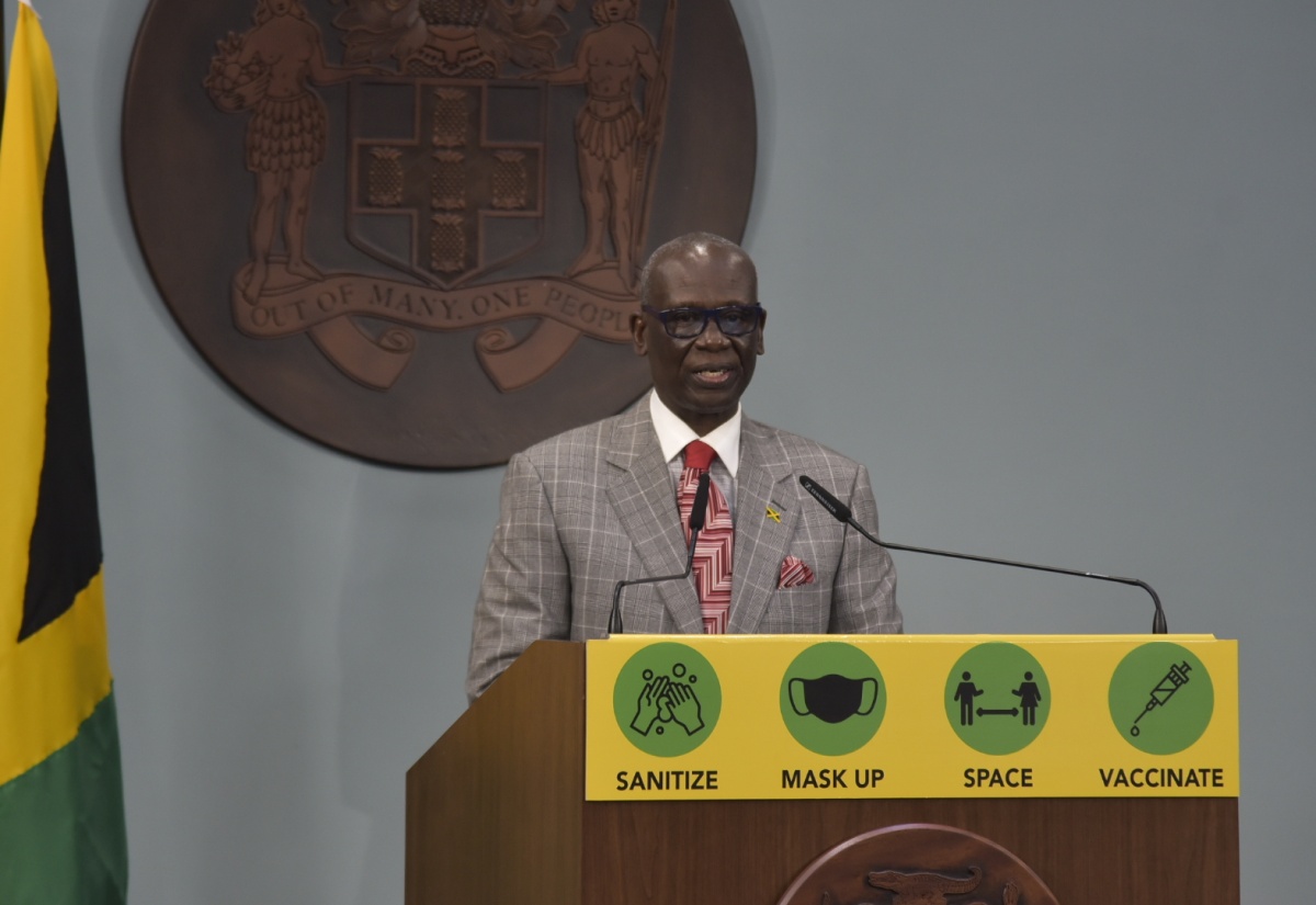 Minister of Local Government and Rural Development, Hon. Desmond McKenzie, addressing a digital press conference on August 9. 

