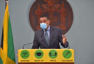 Prime Minister, the Most Hon. Andrew Holness, addressing a virtual press conference recently.

