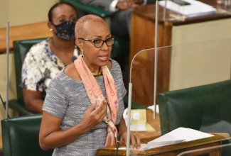 Minister of Education, Youth and Information, Hon. Fayval Williams, speaking in the House of Representatives on September 15.