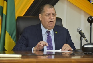 Minister of Industry, Investment and Commerce, Hon. Audley Shaw, who also has oversight responsibility for Agriculture and Fisheries, speaks at the virtual launch of the Bureau of Standards Jamaica’s Client Services Programme,  today (October 21).