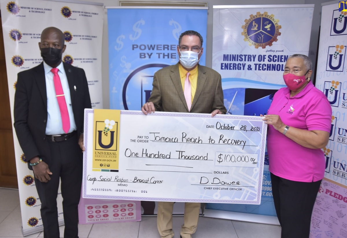 PHOTOS: Minister Vaz Hands Over $100,000 Donation From Universal Service Fund To Jamaica Reach To Recovery