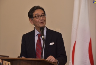 Ambassador of Japan to Jamaica, His Excellency Masaya Fujiwara, speaking at the Japan Exchange and Teaching (JET) Programme farewell reception for this year’s beneficiaries, held recently at the Japanese Ambassador’s Residence in St. Andrew.