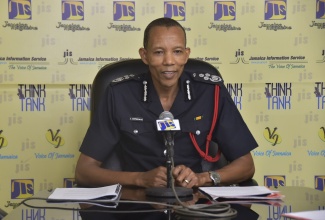 Commissioner of the Jamaica Fire Brigade, Stewart Beckford, addresses a JIS ‘Think Tank’.

