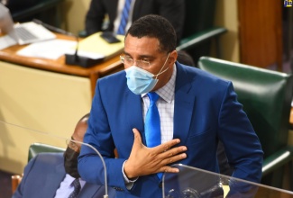 Prime Minister, the Most Hon. Andrew Holness, speaks in the House of Representatives on January 25.