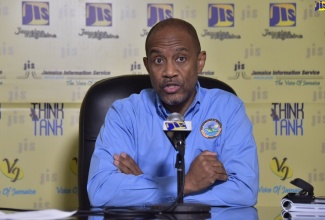 Director of the Meteorological Service of Jamaica, Evan Thompson, speaks at a recent JIS ‘Think Tank’, at the Agency’s Head Office.

.