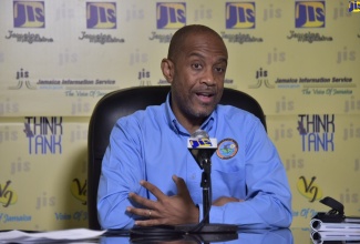 Director of the Meteorological Service Division (Met Service), Evan Thompson, addresses a JIS ‘Think Tank’ on March 21, sharing details of the official launch of the Bush Fire Warning Index on March 23. 