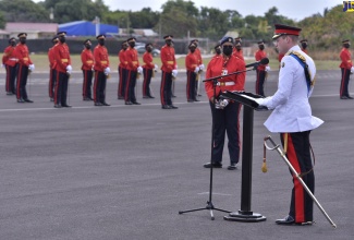 His Royal Highness, the Duke of Cambridge, delivers his address at the Caribbean Military Academy’s inaugural Initial Officer Training Programme (IOTP) 2021 Commissioning Parade held on Thursday (March 24) at Up Park Camp, St. Andrew. A total of 77 officer cadets from Jamaica, Antigua and Barbuda, Barbados, Guyana, St. Kitts and Nevis, Surinam, and Uganda graduated from the programme.  