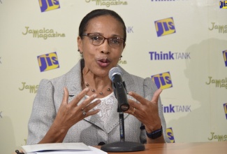 Regional Dietician at the Western Regional Health Authority (WRHA) Dr. Rosalee Brown, addresses a Jamaica Information Service (JIS) Think Tank at the agency’s regional office in Montego Bay, St. James, on March 24.