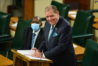 Minister of Transport and Mining, Hon. Audley Shaw, making his contribution to the 2022/23 Sectoral debate in the House of Representatives on April 27. 