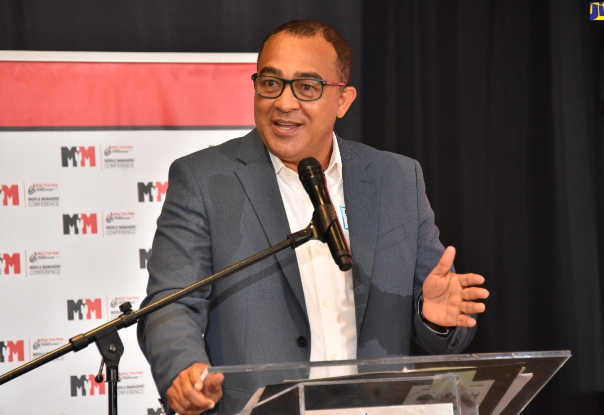 Health and Wellness Minister, Dr. the Hon. Christopher Tufton, addresses the 12th annual Make Your Mark Middle Managers’ Leadership Conference on Wednesday, April 27 at The Jamaica Pegasus hotel in New Kingston. 