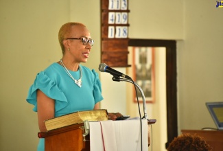 Minister of Education and Youth, Hon. Fayval Williams, addresses the Excelsior Community College’s  College Week 2022 church service held recently at the Vineyard Town Methodist Church in Kingston. 